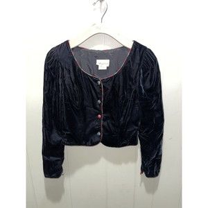 Vintage Storybook Heirlooms Women’s Black Velvet Christmas Color Button Up Sz 6